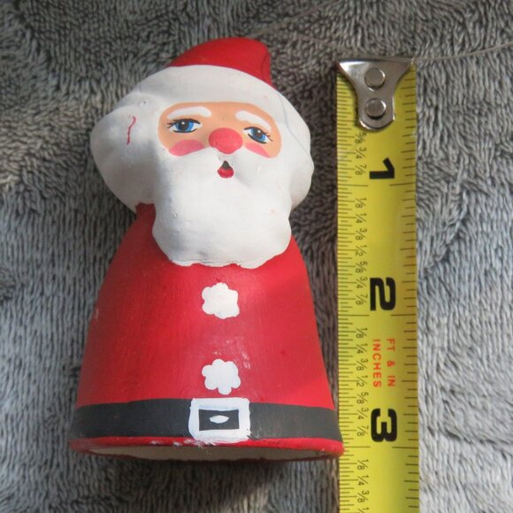 Vintage Ceramic Clay Hand Painted Santa Bell Christmas Collectible Ornament - Picture 5 of 10